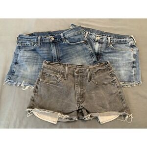 LOT OF 3 Levi's Jean Cut Offs Shorts Woman's 30" Waist Blue/Blue/Black See Pics